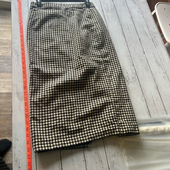 Gorgio Sant Angelo Gingham 100% Pure Wool Midi Button-down Skirt Size 12 - Picture 2 of 7